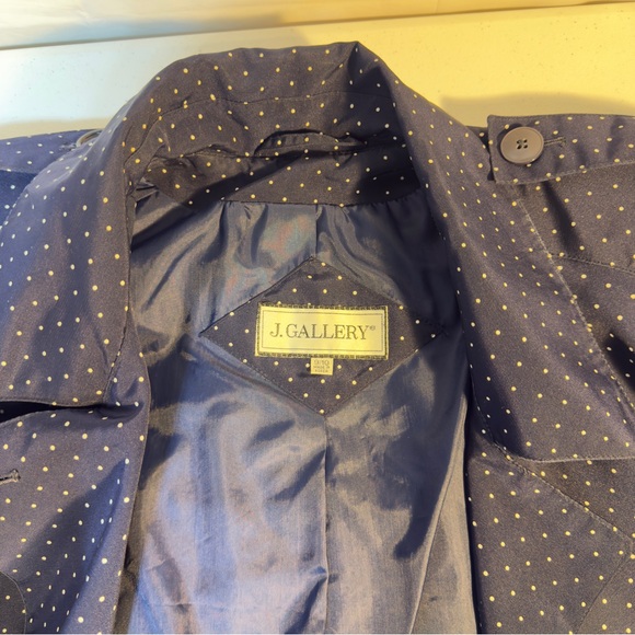 SOLD J Gallagher Navy Blue Polka Dot Vintage Trench Coat - Picture 7 of 7